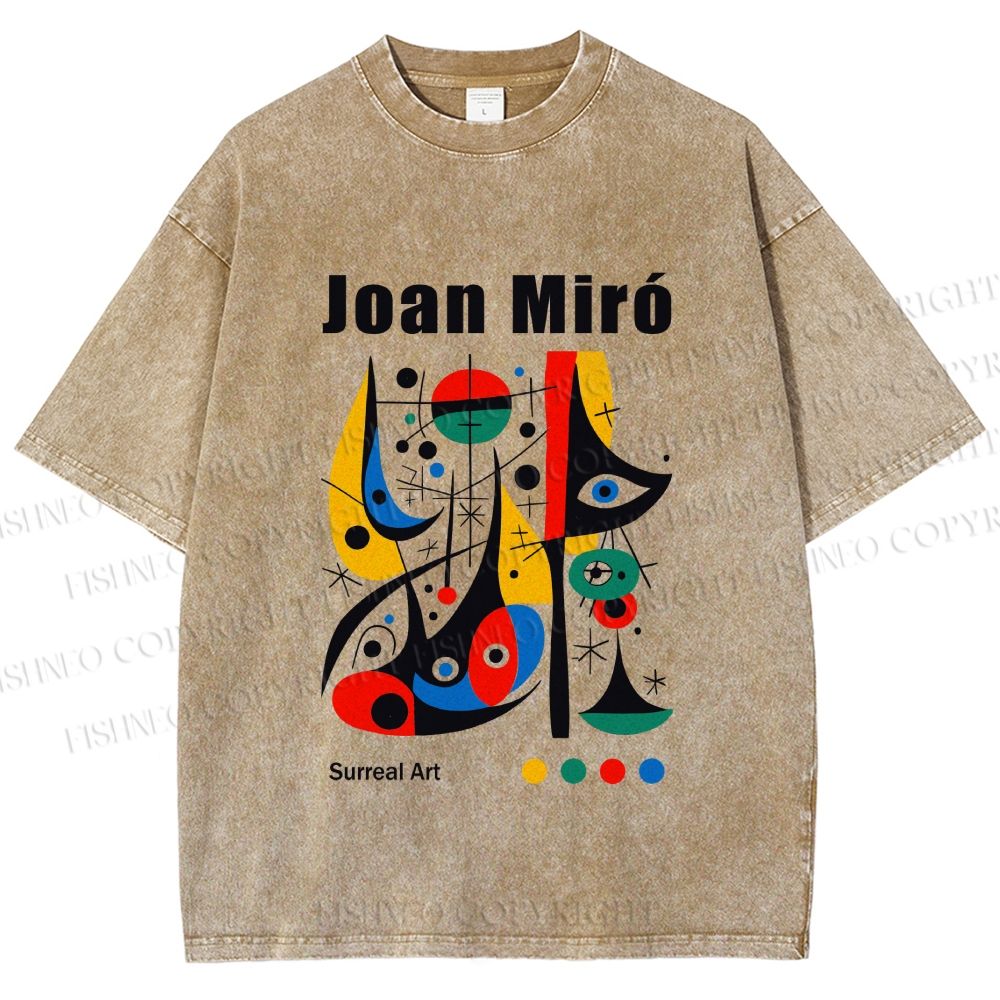 Unisex Joan Miró Style Art Printed Washed Tee