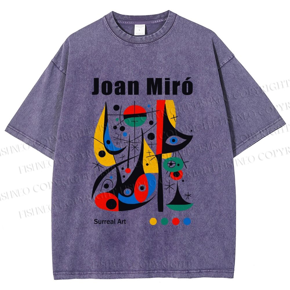 Unisex Joan Miró Style Art Printed Washed Tee