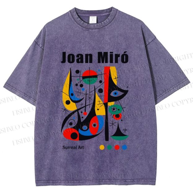 Unisex Joan Miró Style Art Printed Washed Tee