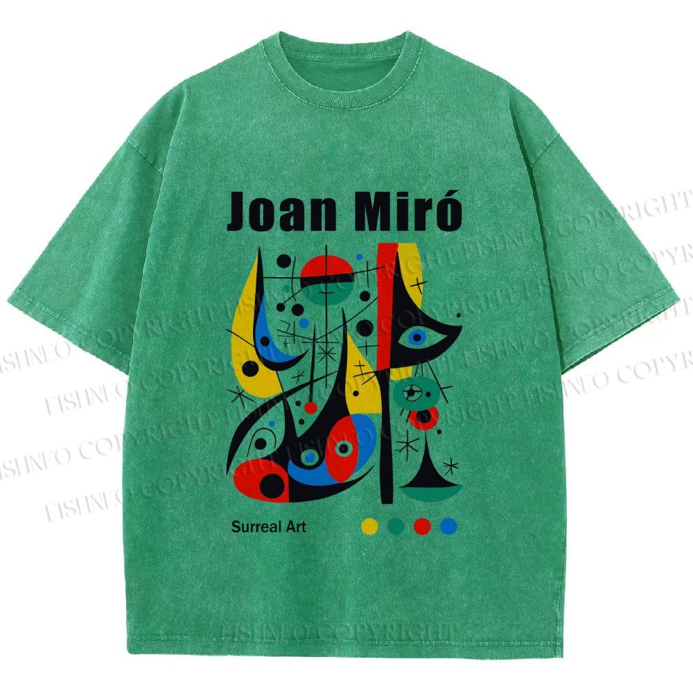 Unisex Joan Miró Style Art Printed Washed Tee