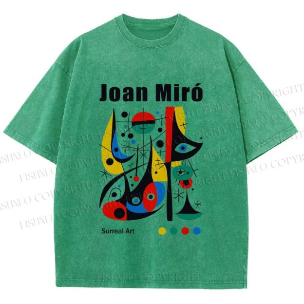 Unisex Joan Miró Style Art Printed Washed Tee