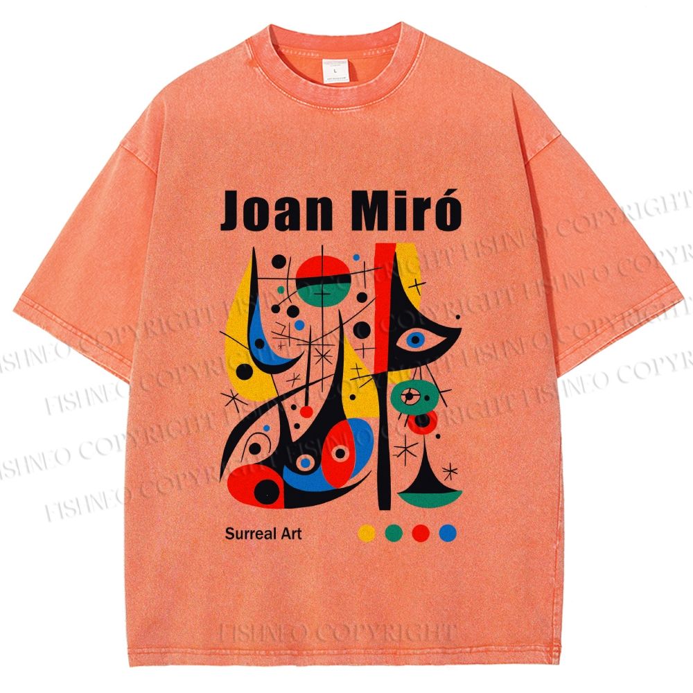 Unisex Joan Miró Style Art Printed Washed Tee