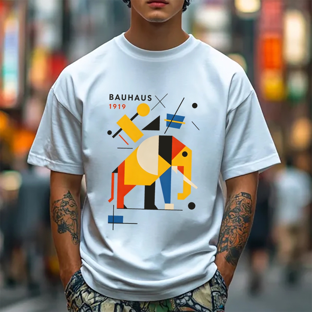 Unisex Classic Cotton Bauhaus Elephant Printed T-shirt