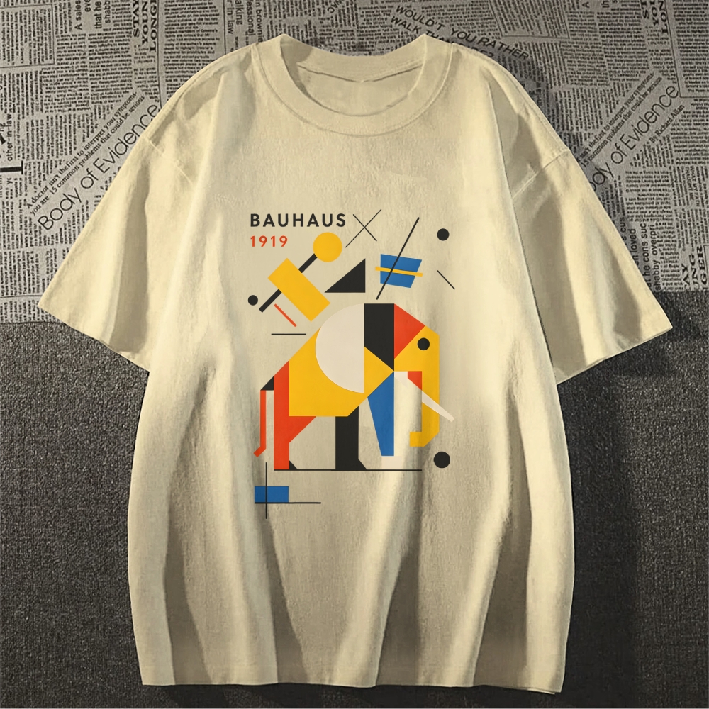 Unisex Classic Cotton Bauhaus Elephant Printed T-shirt