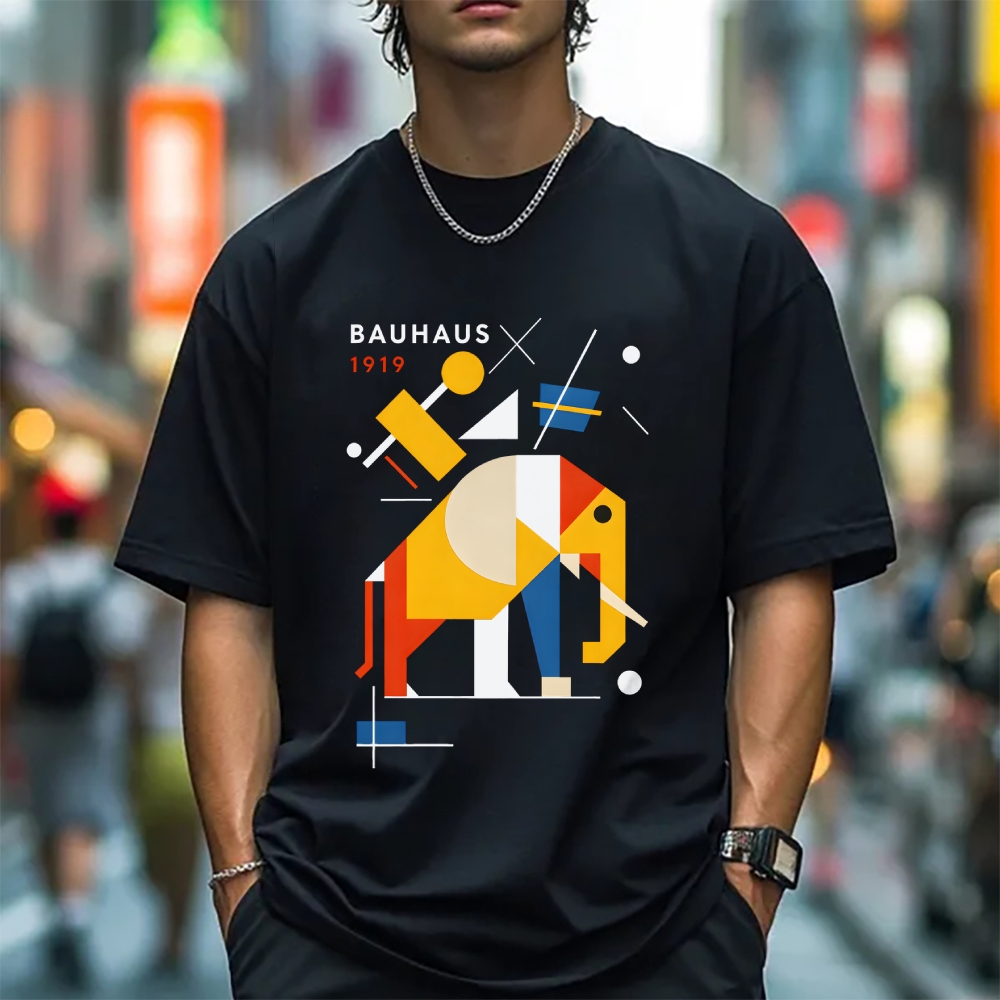 Unisex Classic Cotton Bauhaus Elephant Printed T-shirt