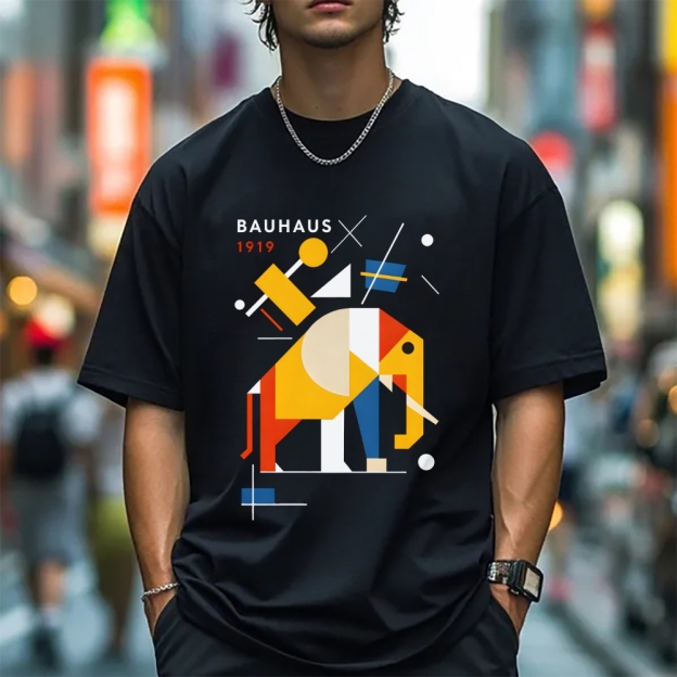Unisex Classic Cotton Bauhaus Elephant Printed T-shirt