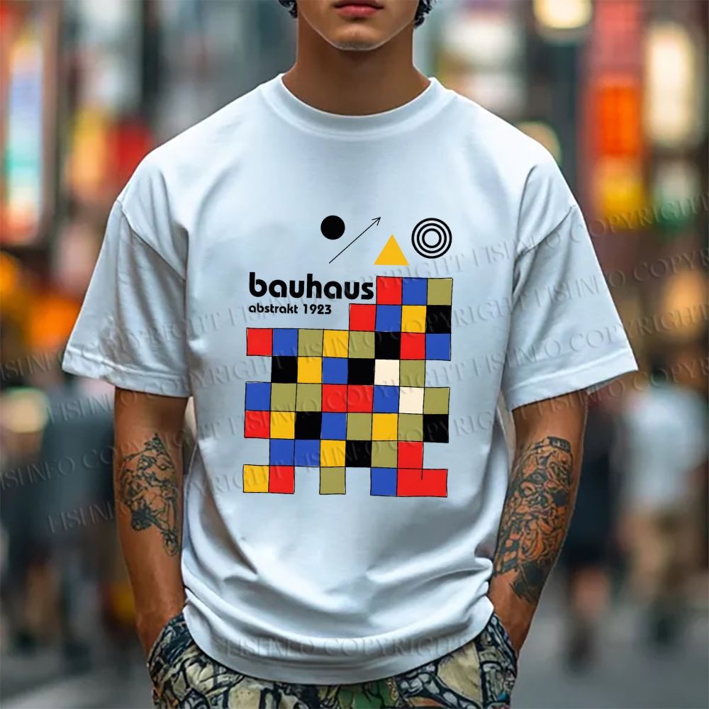 Unisex Classic Cotton Bauhaus Colored Squares Printed T-shirt
