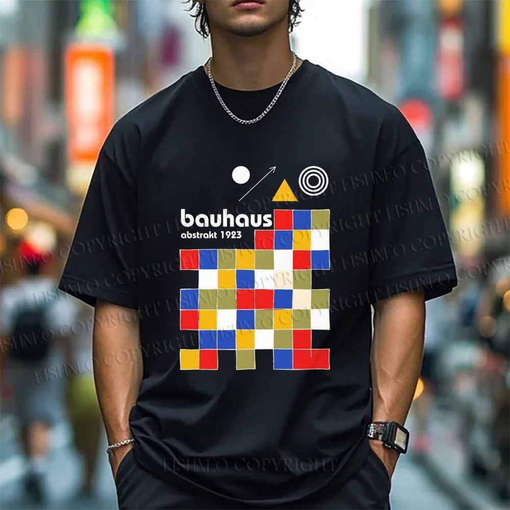 Unisex Classic Cotton Bauhaus Colored Squares Printed T-shirt