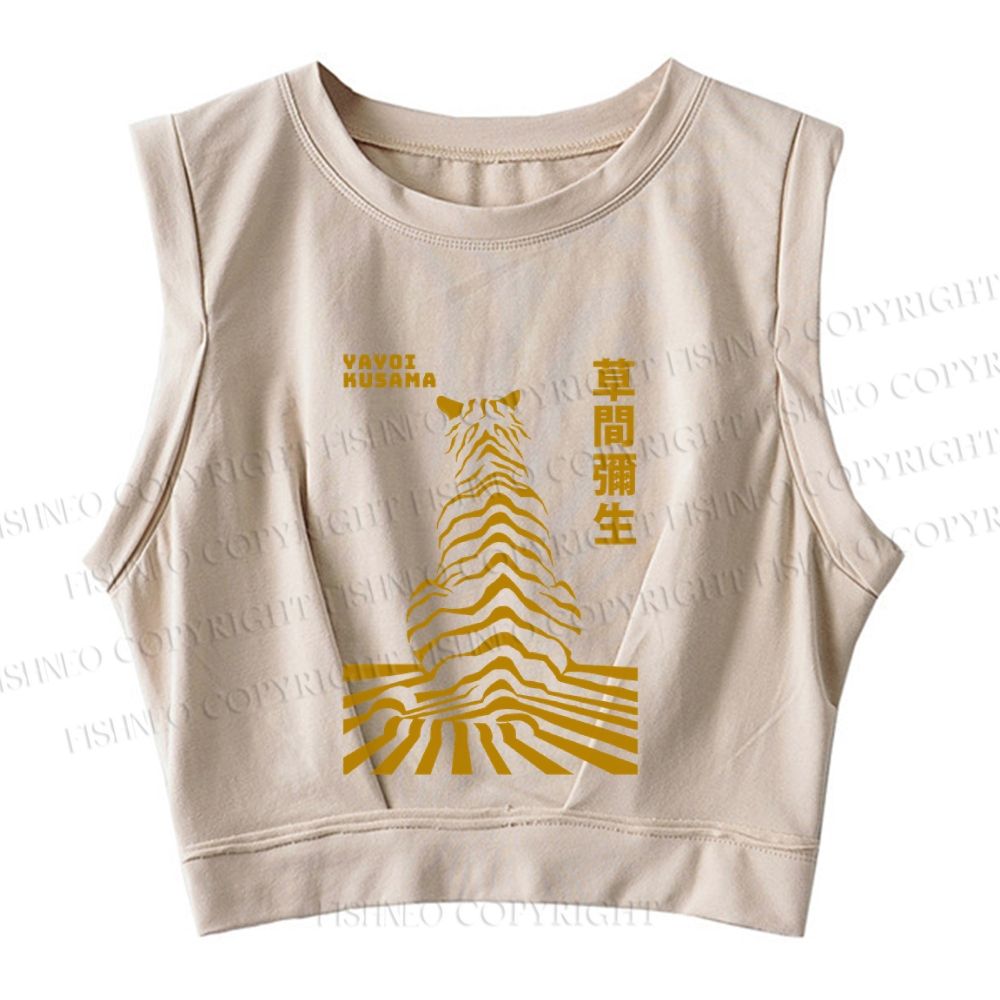 Japanese Yayoi Kusama Panther Sleeveless Crop Tops – Fishneo