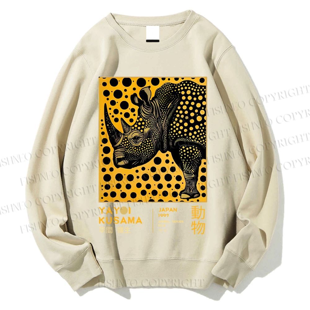Unisex Japanese Rhinoceros Yayoi Kusama Printed Sweatshirt