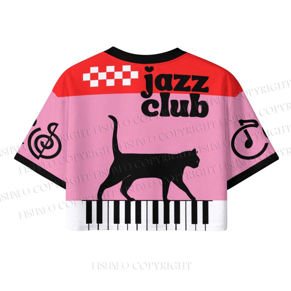 Black Cat Jazz Club Crop Sport Jersey Shirts