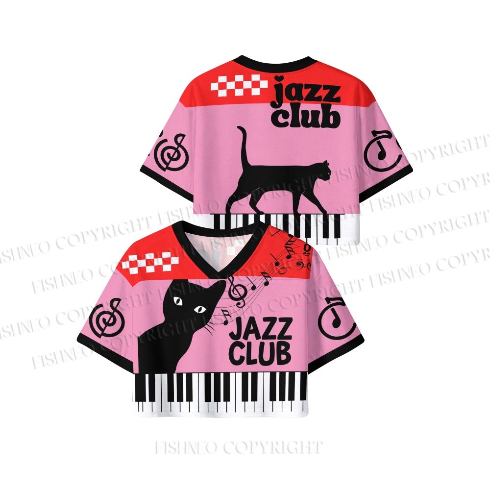 Black Cat Jazz Club Crop Sport Jersey Shirts