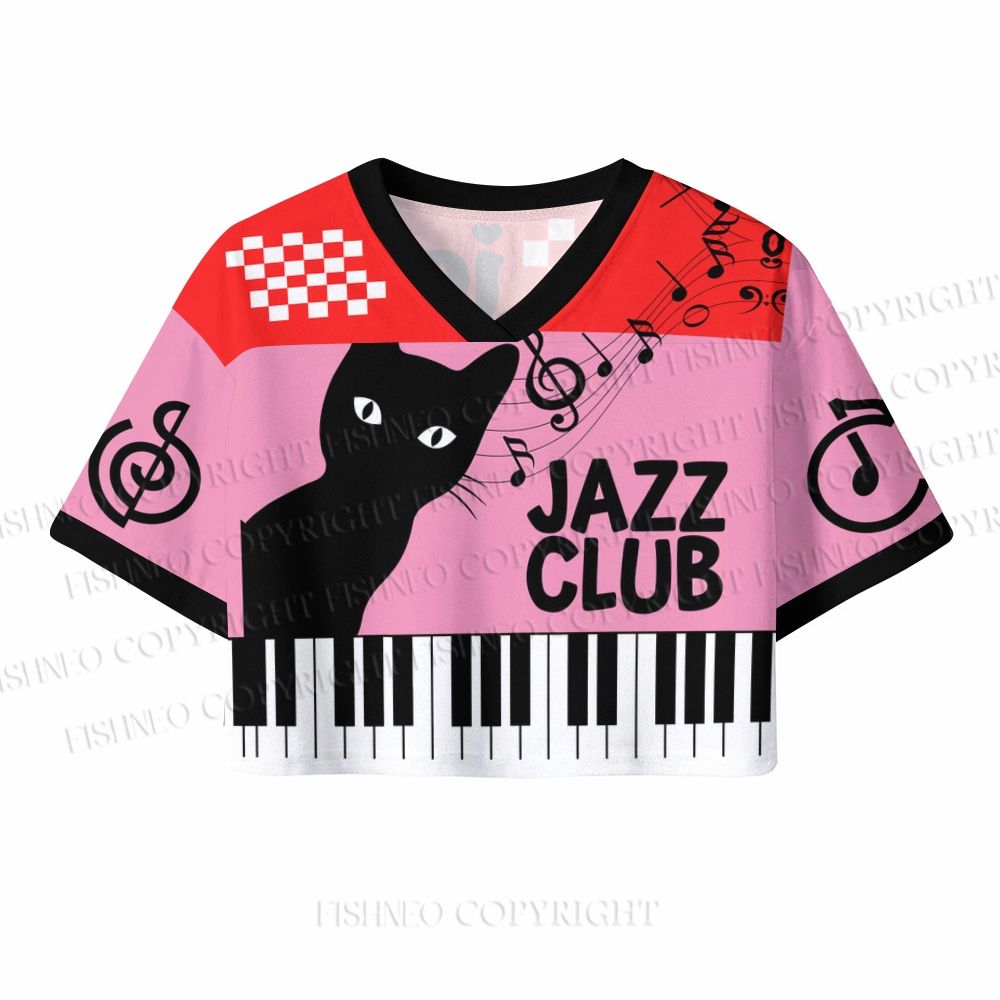 Black Cat Jazz Club Crop Sport Jersey Shirts
