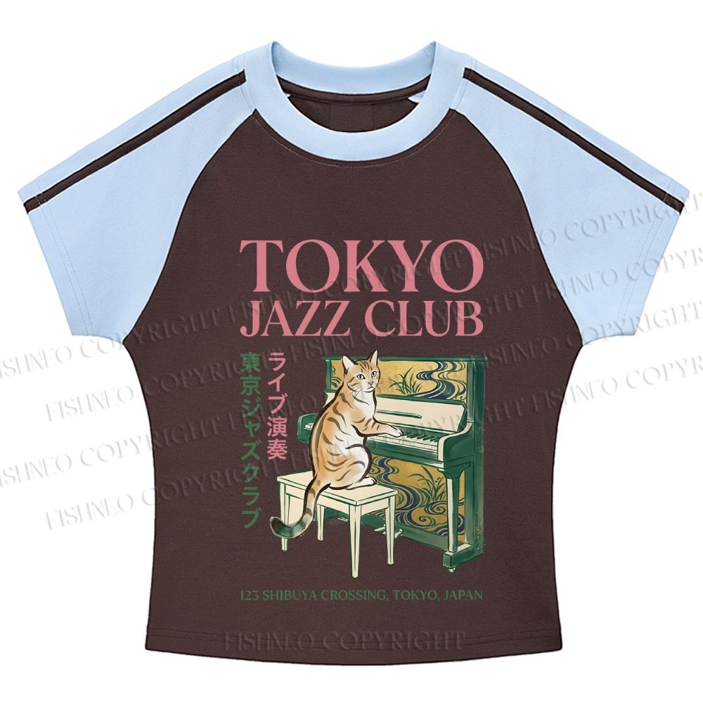 Tokyo Jazz Club Stripe Raglan Baby Tee