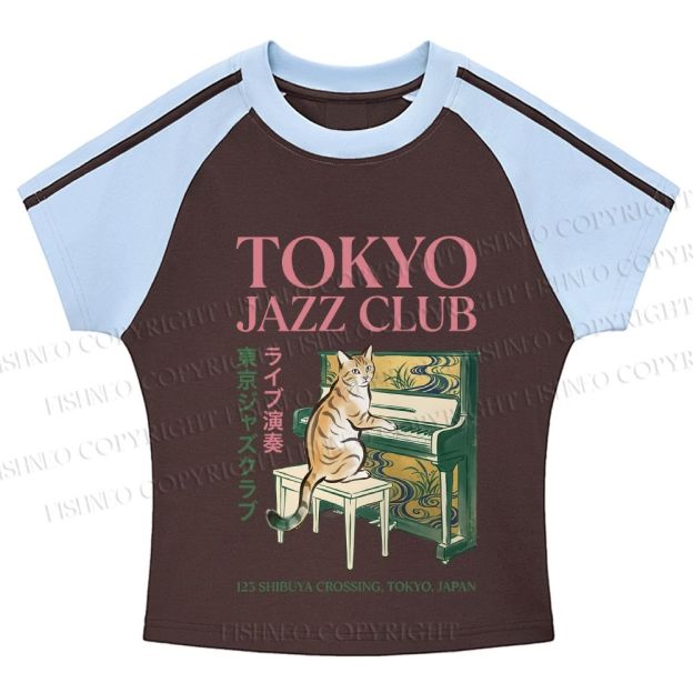 Tokyo Jazz Club Stripe Raglan Baby Tee