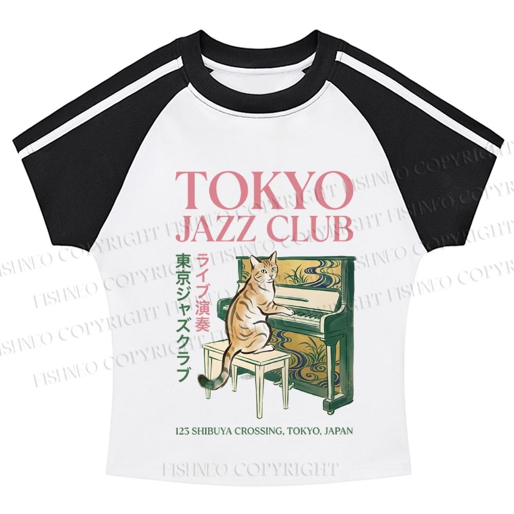 Tokyo Jazz Club Stripe Raglan Baby Tee
