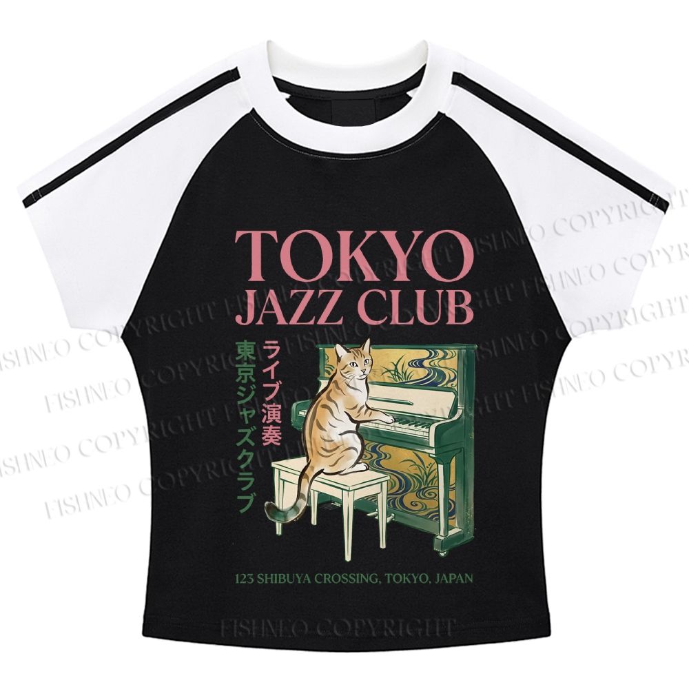 Tokyo Jazz Club Stripe Raglan Baby Tee