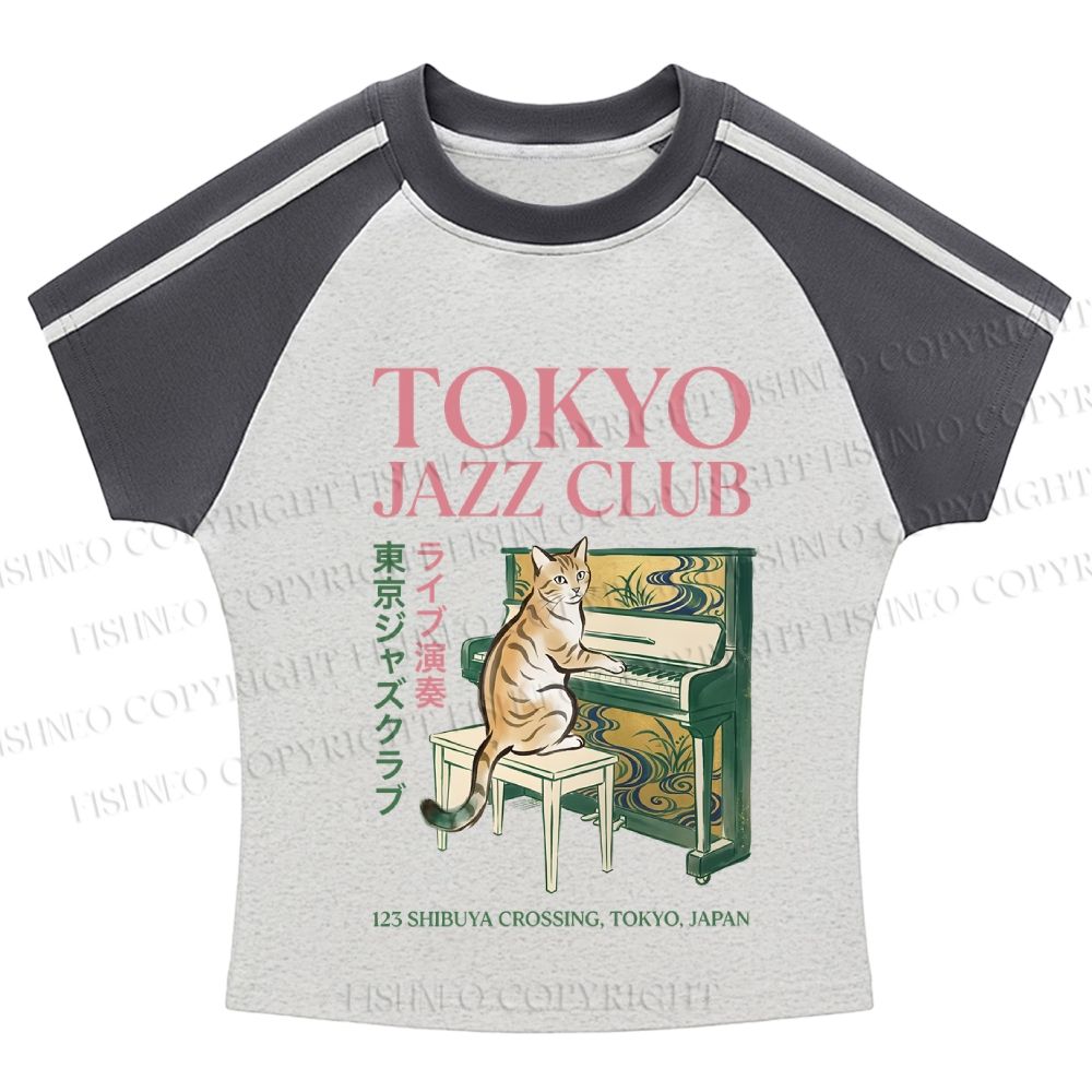 Tokyo Jazz Club Stripe Raglan Baby Tee