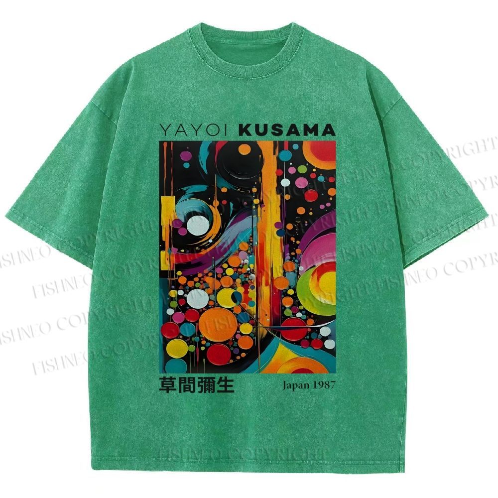 Unisex Yayoi Kusama Dots Art Printed Washed Tee