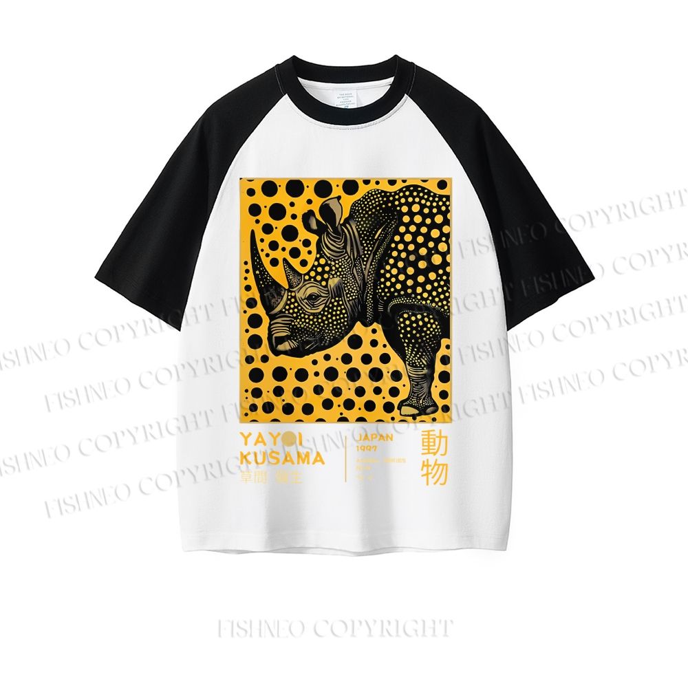 Japanese Rhinoceros Yayoi Kusama Dopamine color series short sleeve T-shirt