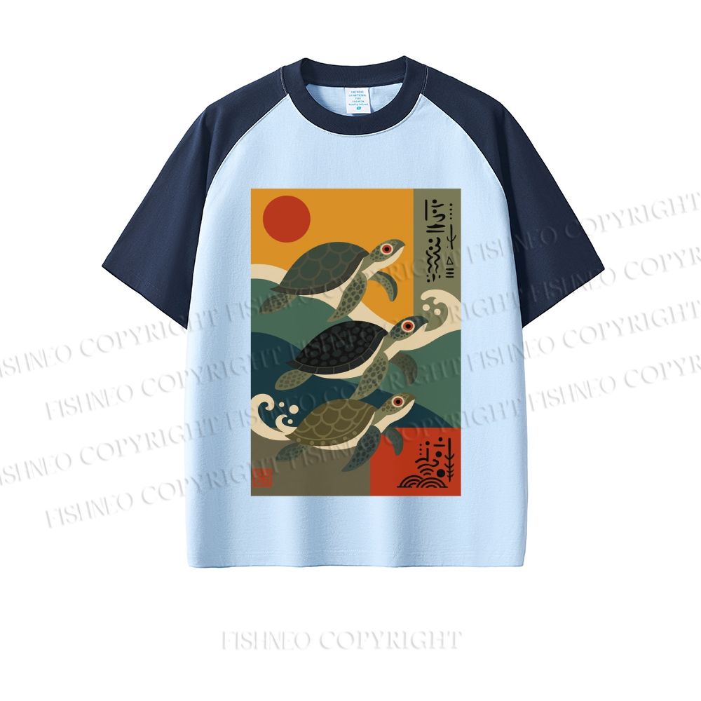 Sunrise Sea Turtles Dopamine color series short sleeve T-shirt