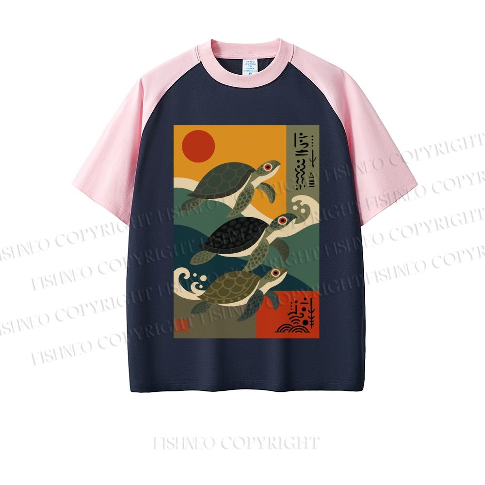 Sunrise Sea Turtles Dopamine color series short sleeve T-shirt