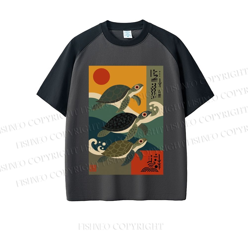 Sunrise Sea Turtles Dopamine color series short sleeve T-shirt