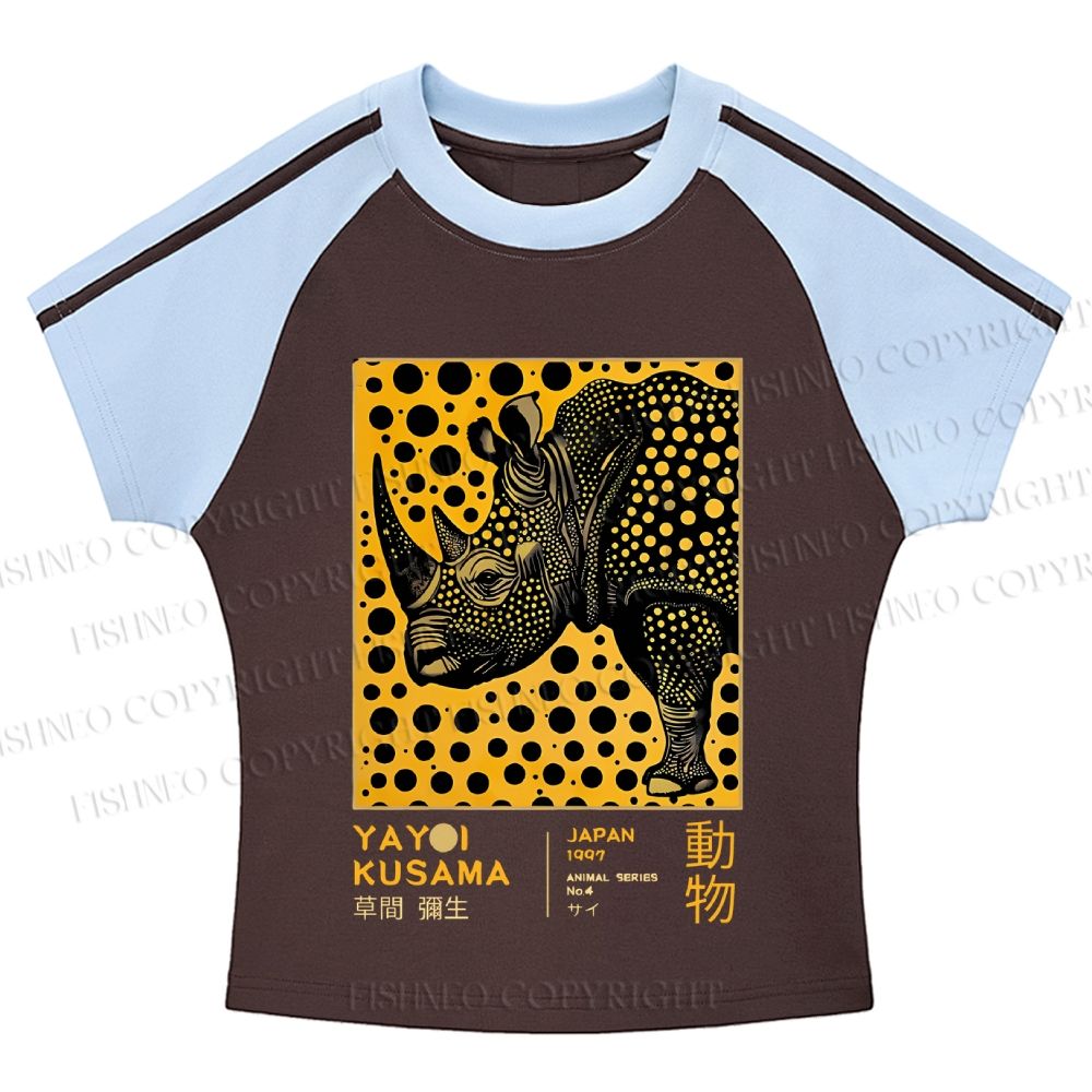Japanese Rhinoceros Yayoi Kusama Stripe Raglan Baby Tee