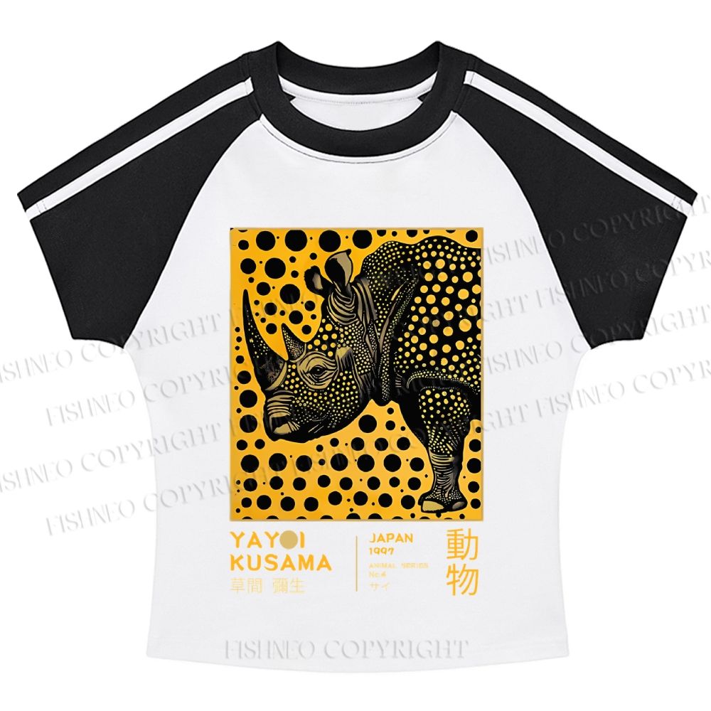 Japanese Rhinoceros Yayoi Kusama Stripe Raglan Baby Tee