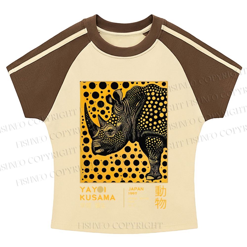 Japanese Rhinoceros Yayoi Kusama Stripe Raglan Baby Tee