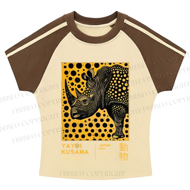 Japanese Rhinoceros Yayoi Kusama Stripe Raglan Baby Tee