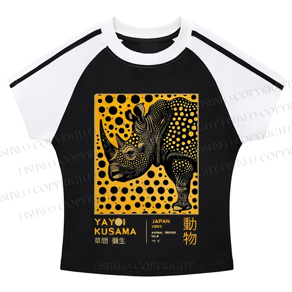 Japanese Rhinoceros Yayoi Kusama Stripe Raglan Baby Tee