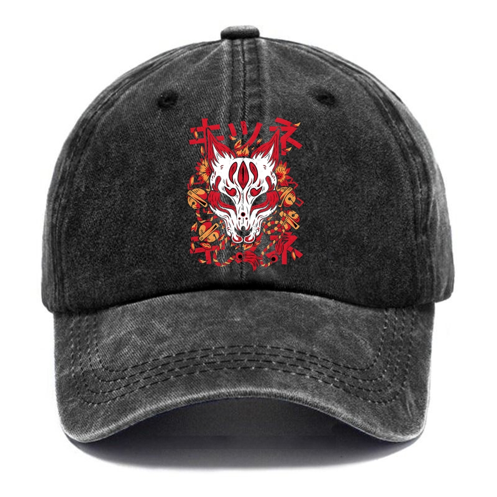  Japanese Kitsune Mask Washed Cap