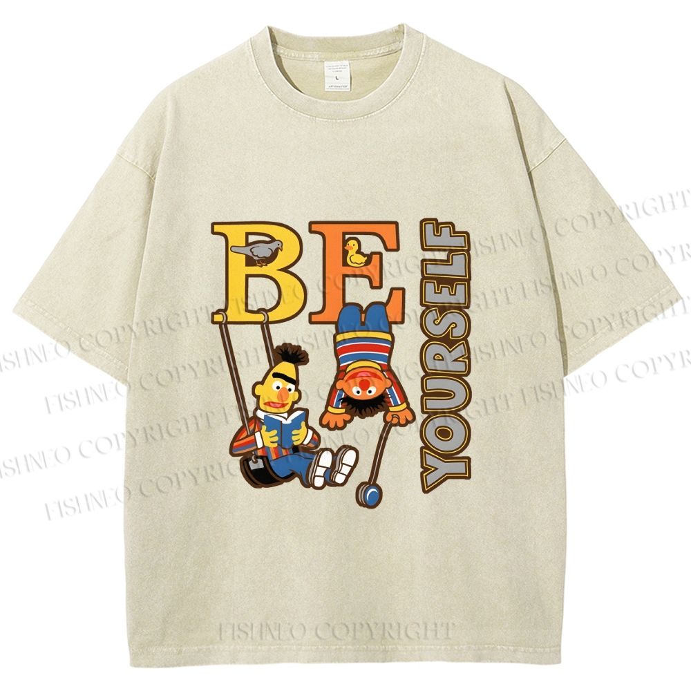 Unisex The Sesame Street Be Yourself Printed Washed Tee
