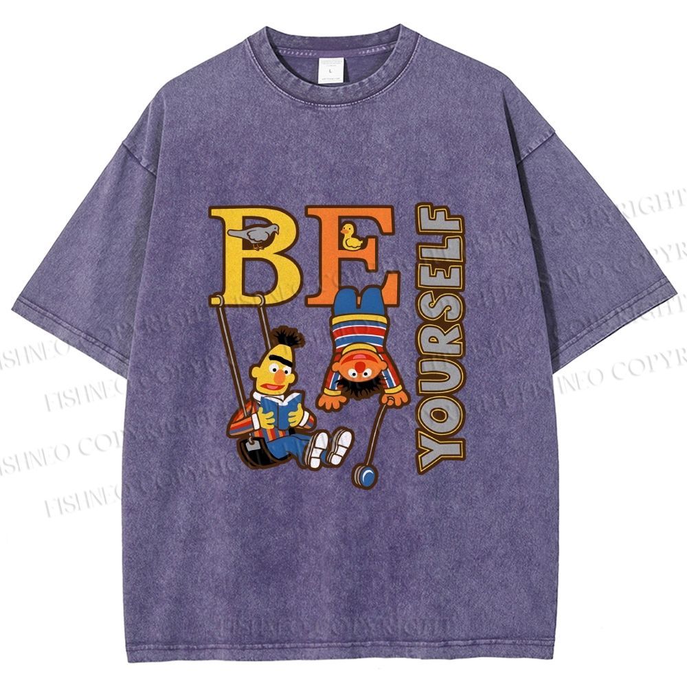 Unisex The Sesame Street Be Yourself Printed Washed Tee