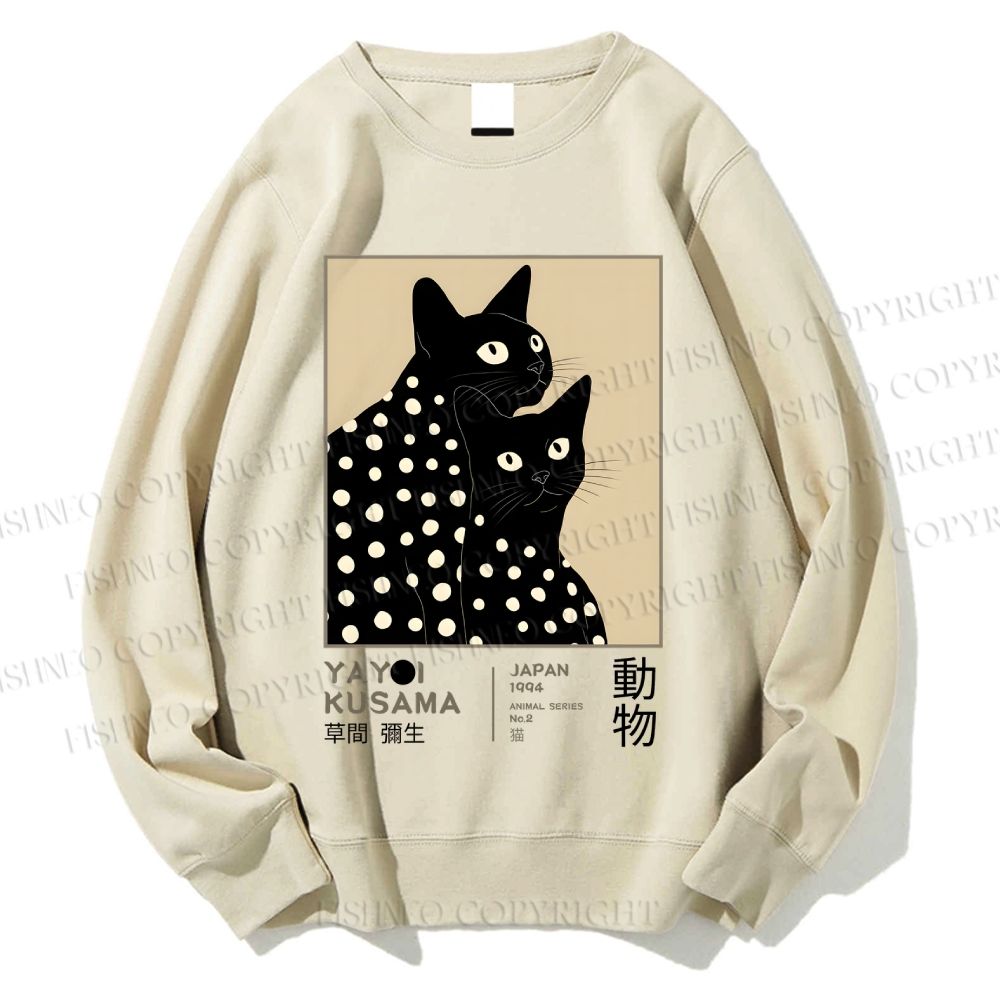 Unisex Yayoi Kusama Black Cat Printed Sweatshirt