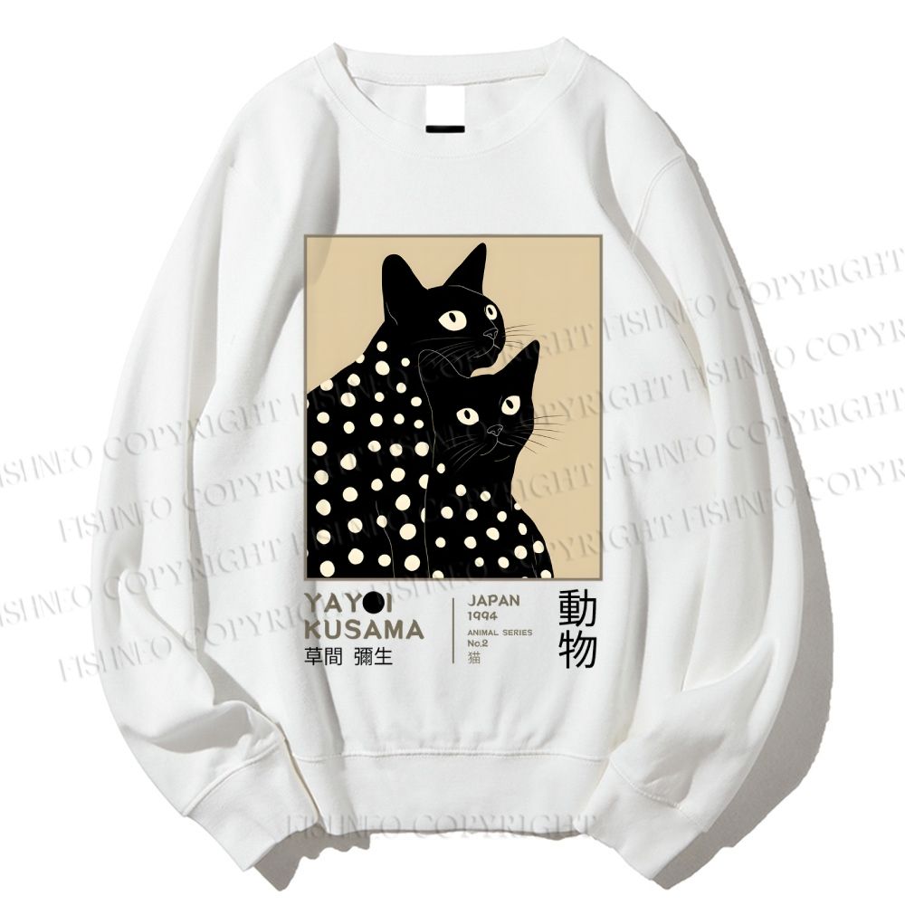 Unisex Yayoi Kusama Black Cat Printed Sweatshirt