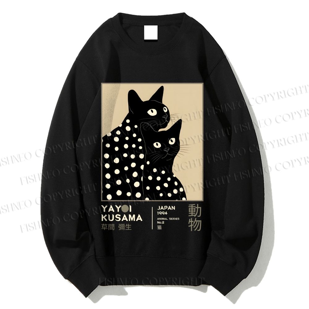 Unisex Yayoi Kusama Black Cat Printed Sweatshirt