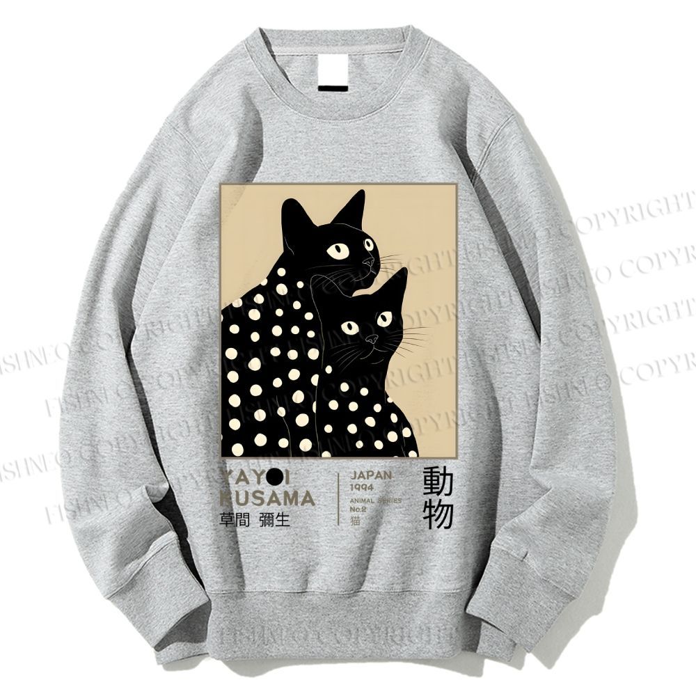 Unisex Yayoi Kusama Black Cat Printed Sweatshirt