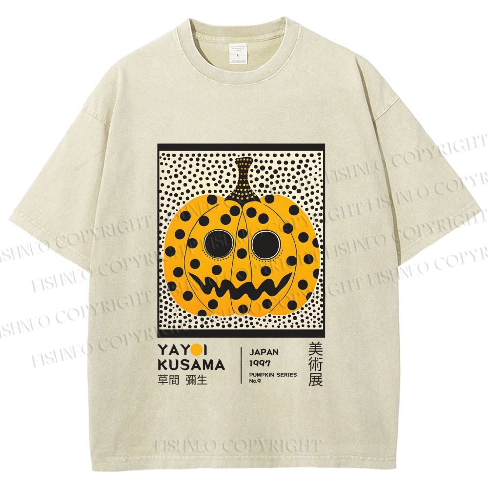 Unisex Yayoi Kusama Halloween Pumpkin Printed Washed Tee
