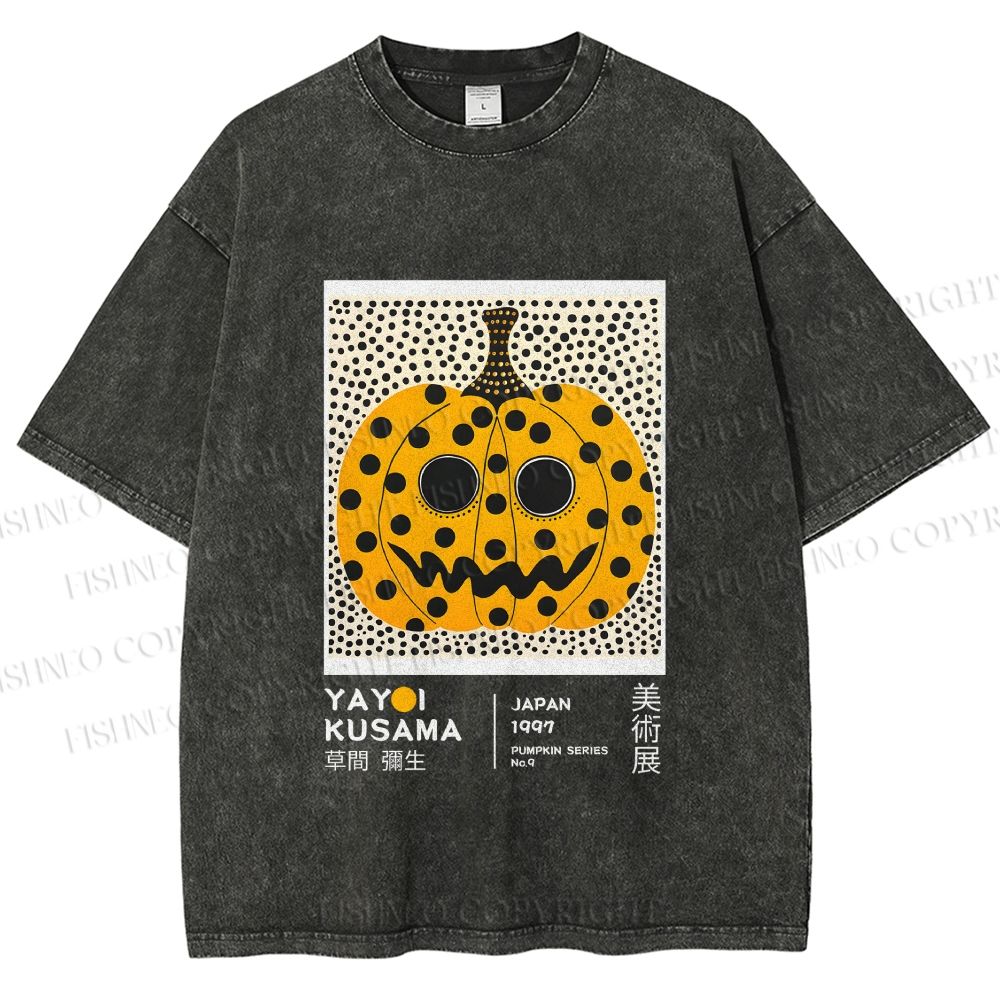 Unisex Yayoi Kusama Halloween Pumpkin Printed Washed Tee