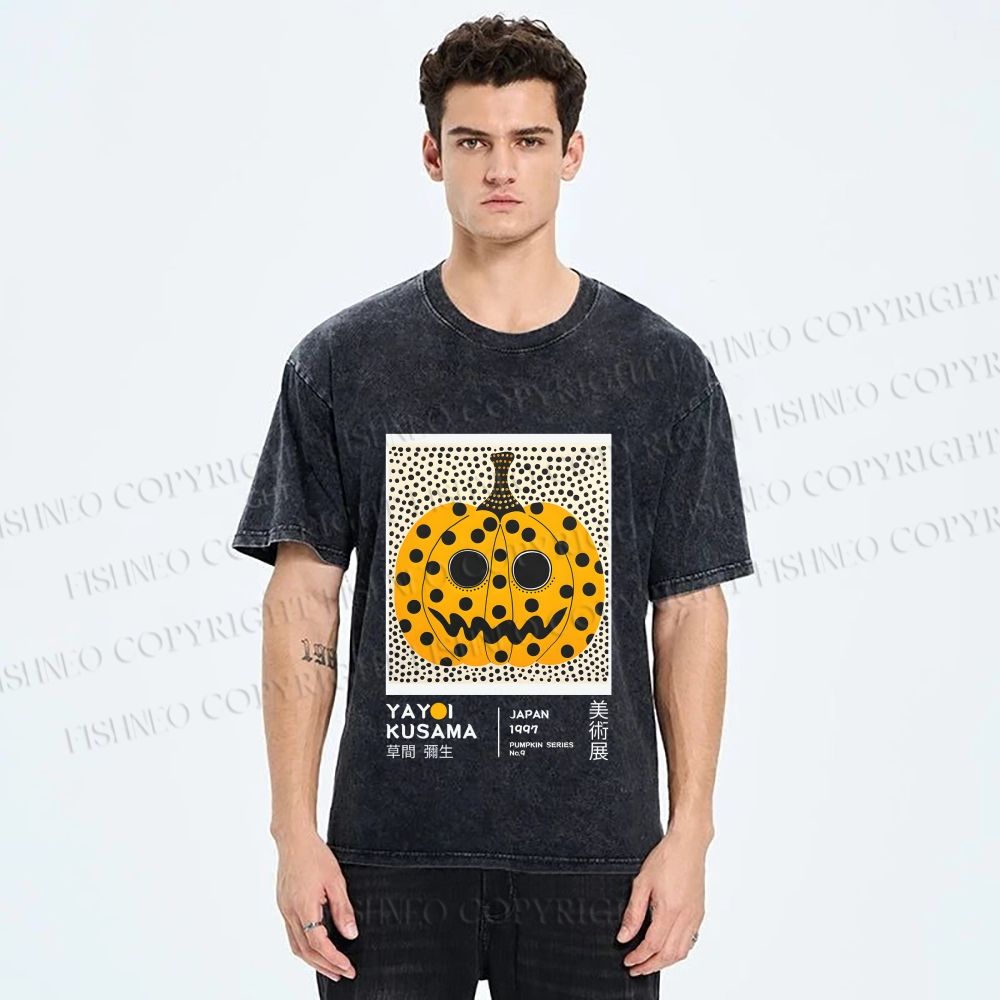 Unisex Yayoi Kusama Halloween Pumpkin Printed Washed Tee