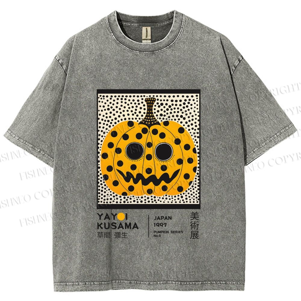 Unisex Yayoi Kusama Halloween Pumpkin Printed Washed Tee