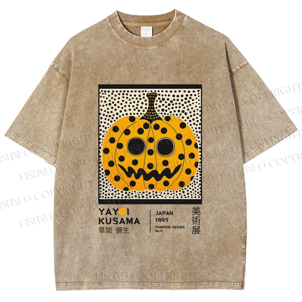 Unisex Yayoi Kusama Halloween Pumpkin Printed Washed Tee