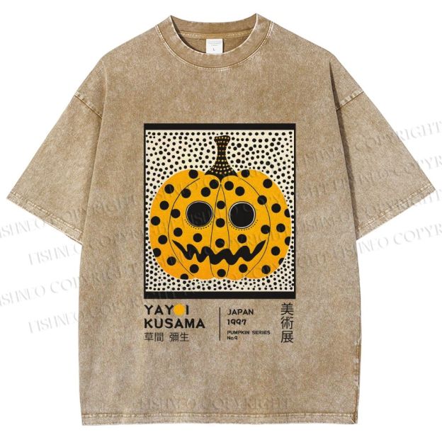 Unisex Yayoi Kusama Halloween Pumpkin Printed Washed Tee
