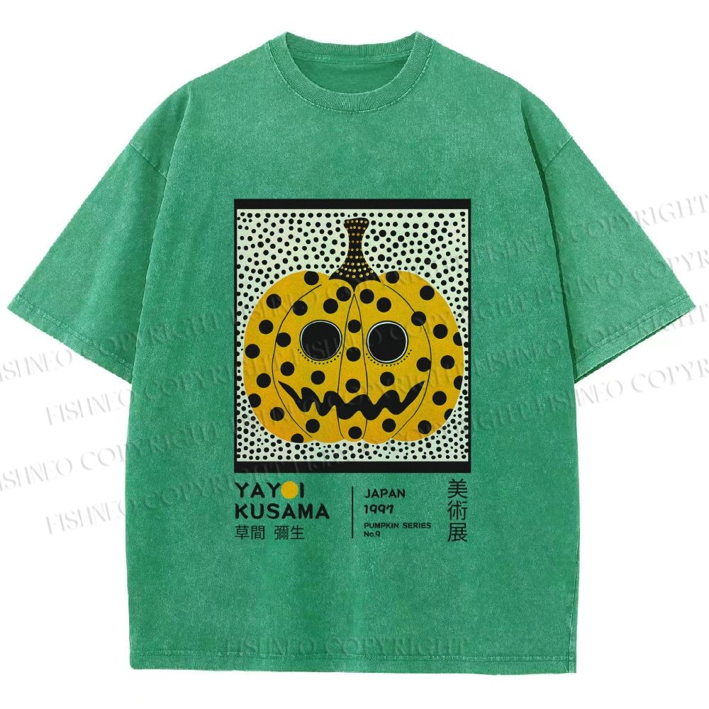 Unisex Yayoi Kusama Halloween Pumpkin Printed Washed Tee