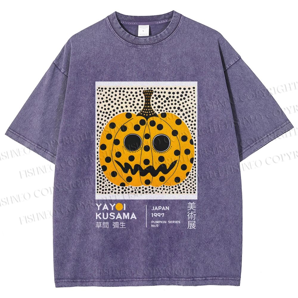 Unisex Yayoi Kusama Halloween Pumpkin Printed Washed Tee