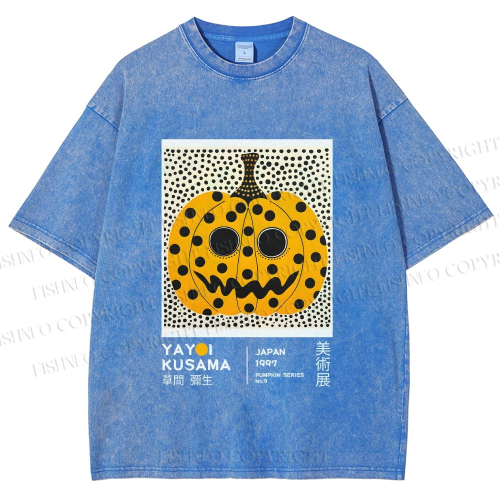 Unisex Yayoi Kusama Halloween Pumpkin Printed Washed Tee