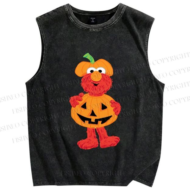 Unisex The Sesame Street Elmo Halloween Printed Washed Tank Top