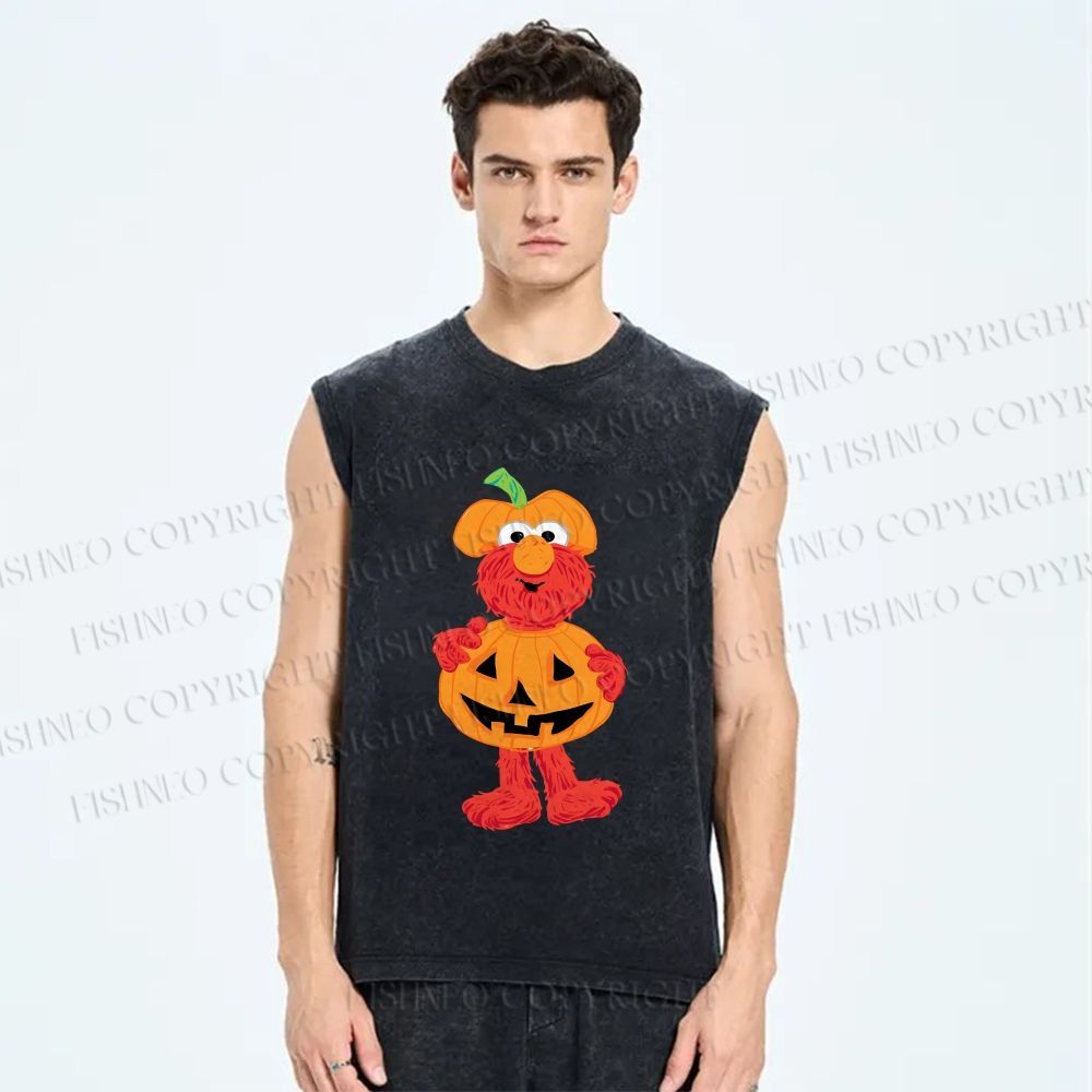 Unisex The Sesame Street Elmo Halloween Printed Washed Tank Top